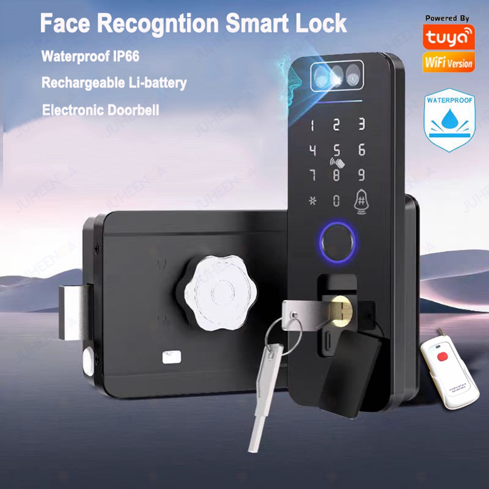 Smart Rim Lock Wifi Fingerprint - Riconoscimento facciale 3D ricaricabile Tuya Wifi