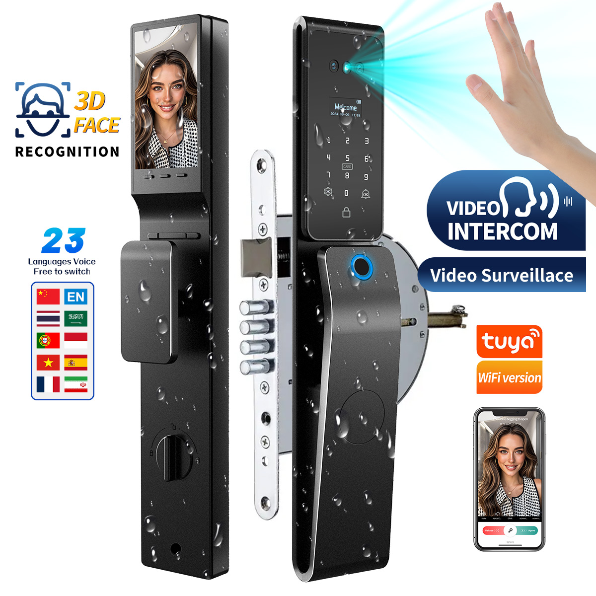 Smart Lock For Sliding Door - Serratura Digitale Intelligente Tuya con Riconoscimento