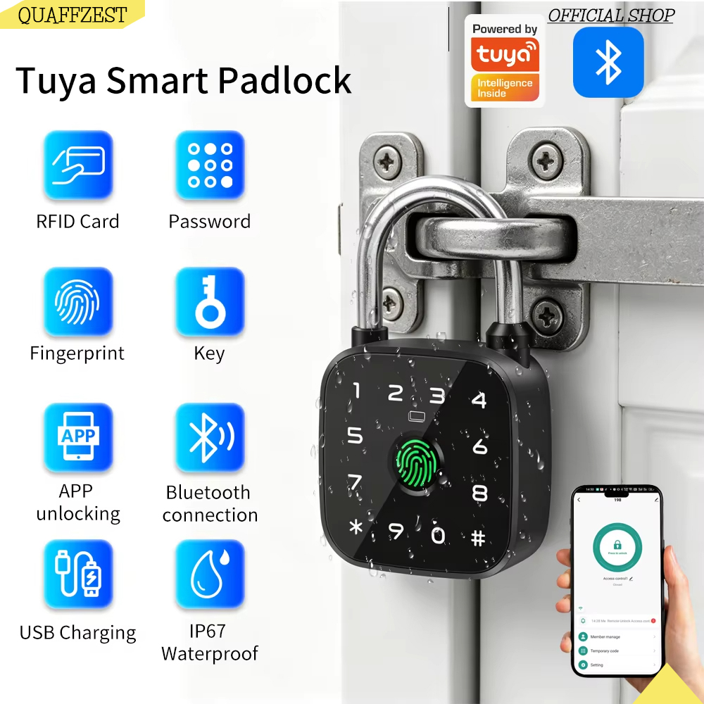Fingerprint Padlock Weatherproof - Lucchetto intelligente impermeabile, antifurto e antivandalismo,