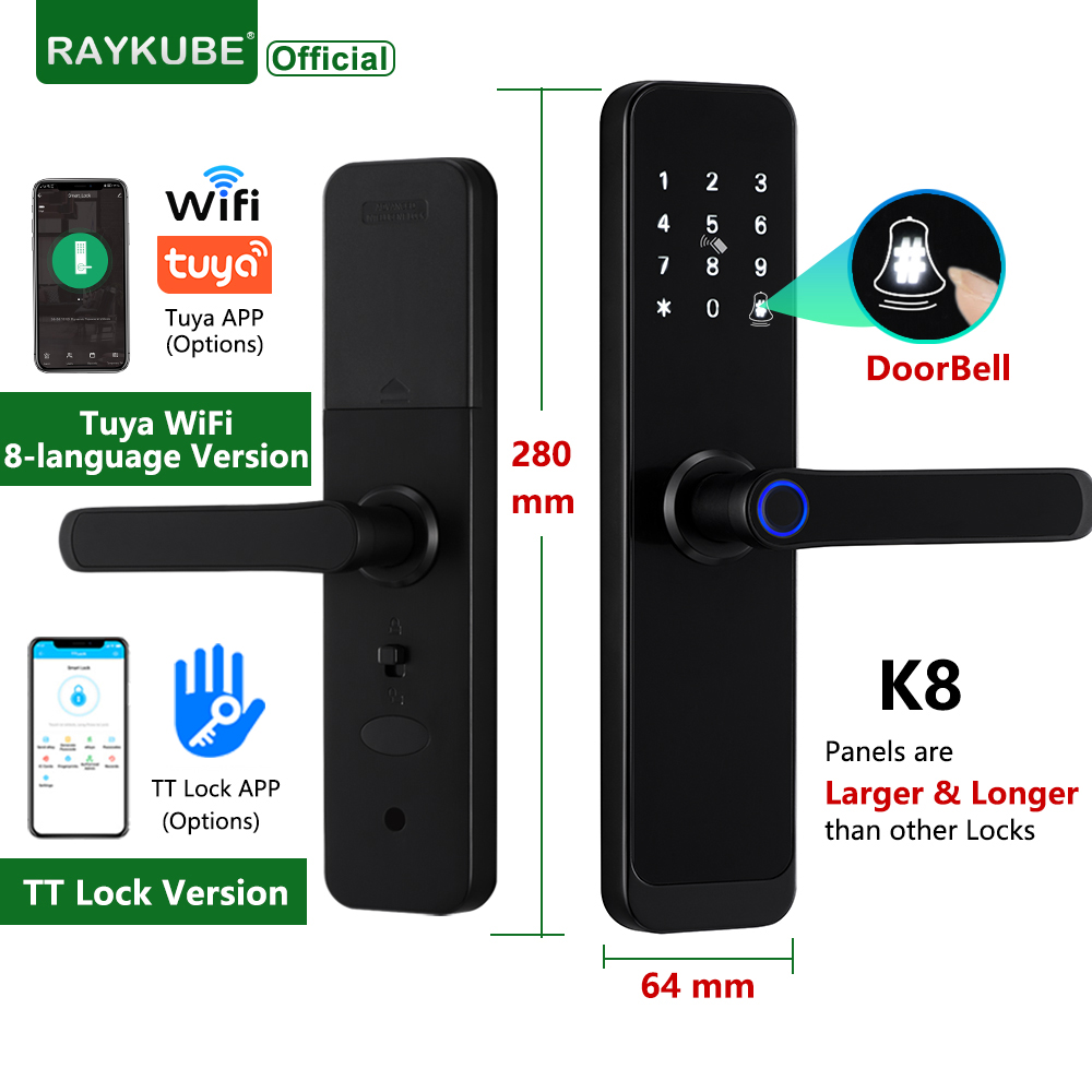 Smart Lock For Sliding Door - RAYKUBE K8 Smart Door Lock TTlock