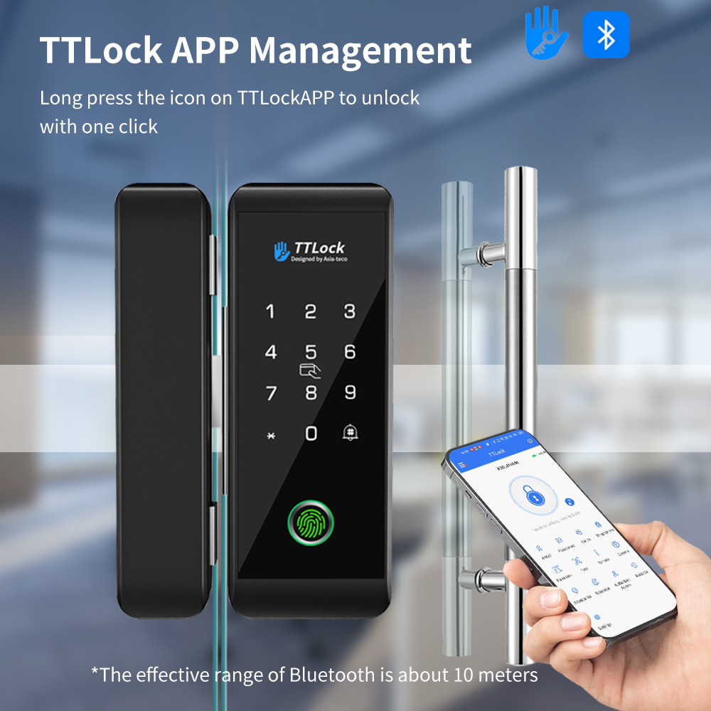 Smart Door Lock Fingerprint Wifi - Serratura intelligente per vetri TTLOCK con