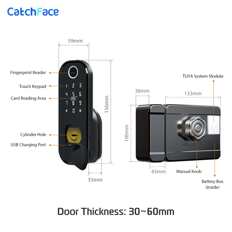 Fingerprint Waterproof Outdoor - Smart Rim Lock Wifi Fingerprint recensione e prezzo
