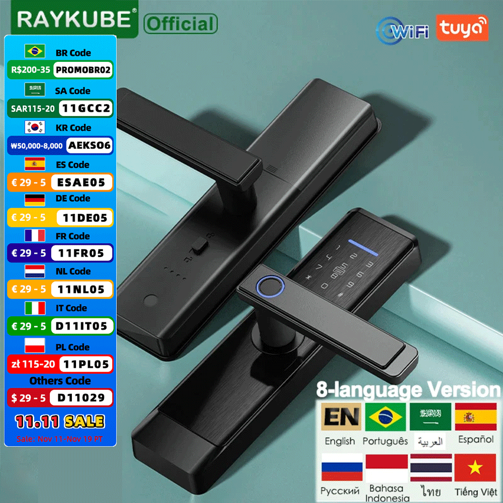 RAYKUBE L1 Black Smart Door Lo - Smart Lock Zigbee Gateway recensione e prezzo
