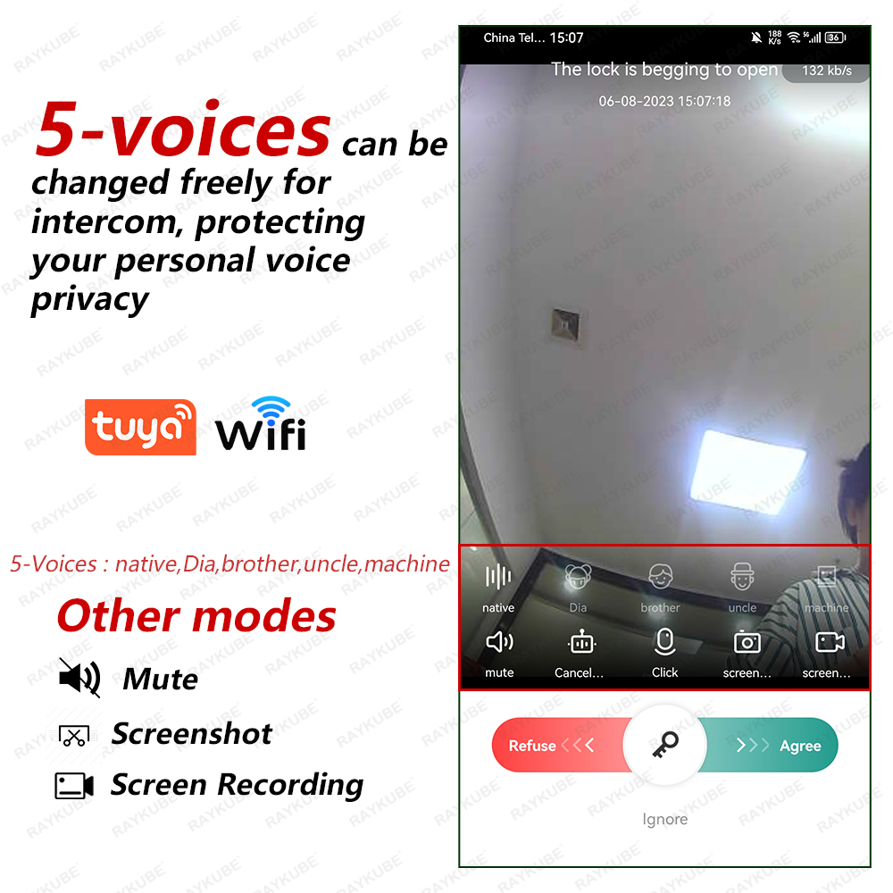Nuovo RAYKUBE A270 Tuya Wifi A - Video Door Lock With Camera Peephole recensione e prezzo