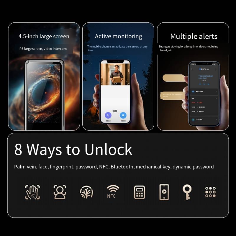 YN S11M Smart Home Serratura e - Smart Door Lock 3D Face Palm Vein recensione e prezzo