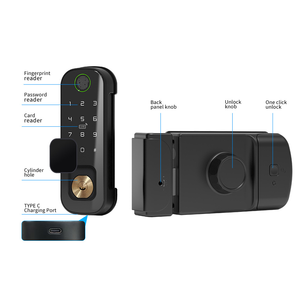 Tuya Smart Rim lock Outdoor im - Smart Rim Lock Wifi Fingerprint recensione e prezzo