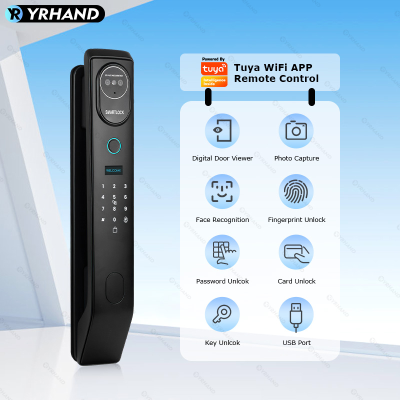 YRHAND V8 Tuya Wifi 3D Face Sm - Smart Door Lock With Camera Intercom recensione e prezzo